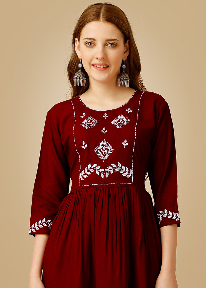 Maroon Readymade Rayon Kurti