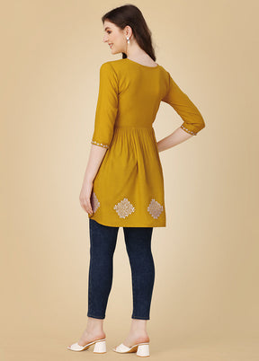 Mustard Readymade Rayon Kurti