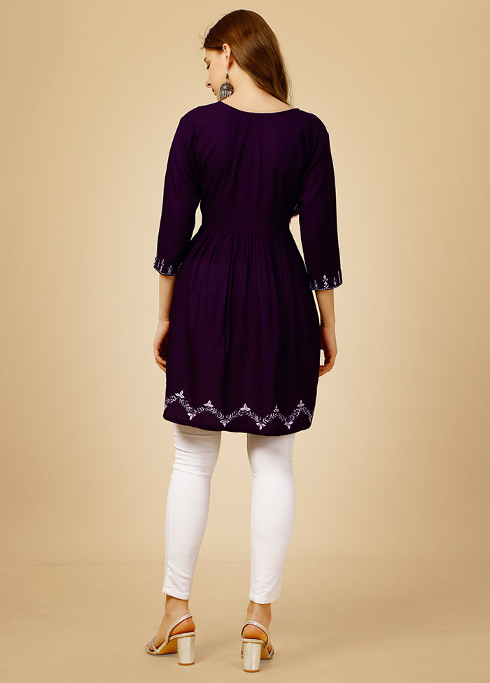 Wine Readymade Rayon Kurti