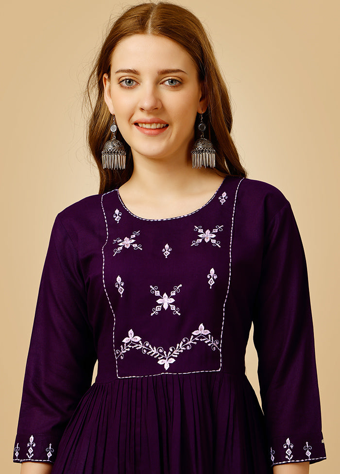 Wine Readymade Rayon Kurti