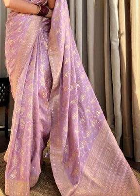 Lavender Banarasi Silk Saree With Blouse Piece