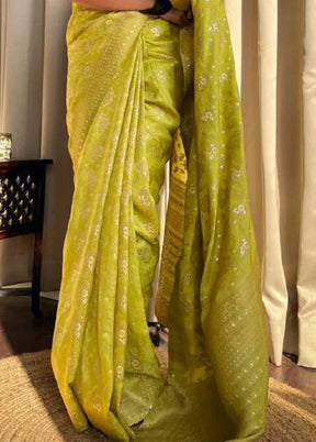 Light Green Banarasi Silk Saree With Blouse Piece