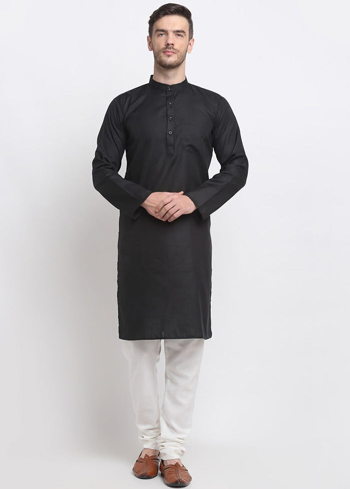 Black Cotton Kurta And Pajama Set