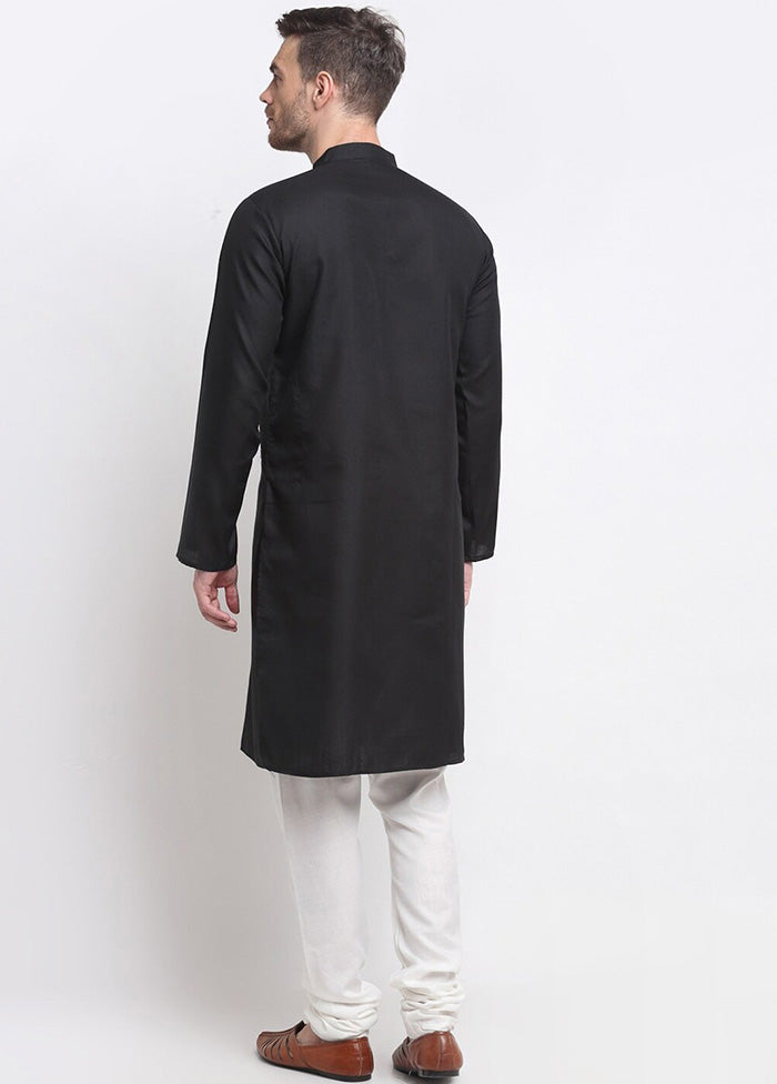 Black Cotton Kurta And Pajama Set