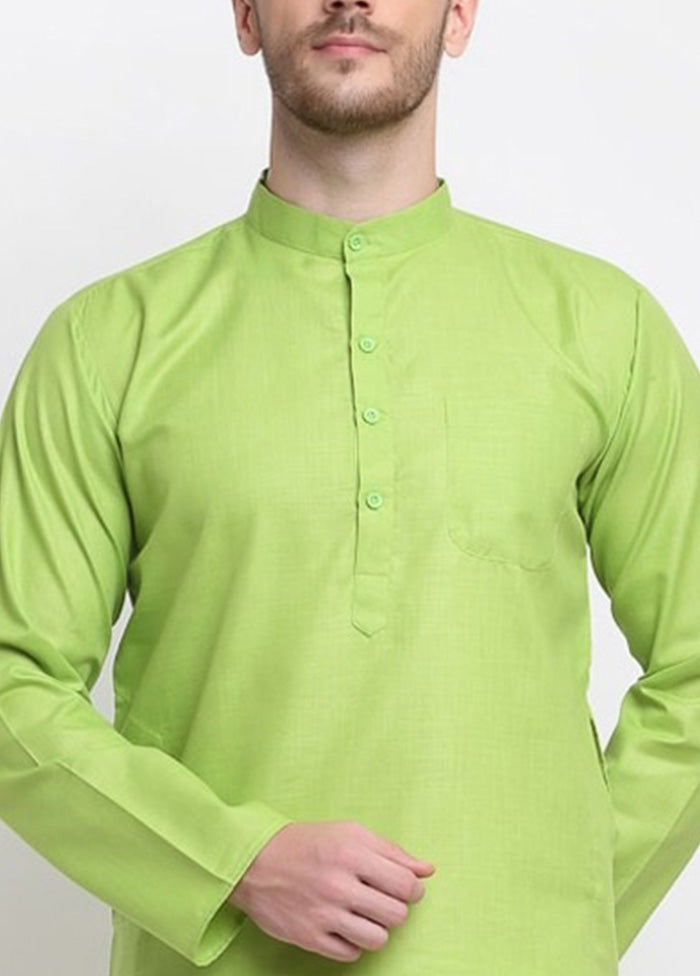 Light Green Cotton Kurta And Pajama Set