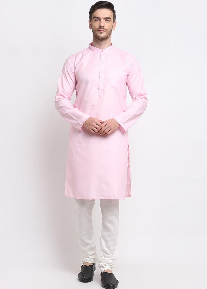 Light Pink Cotton Kurta And Pajama Set