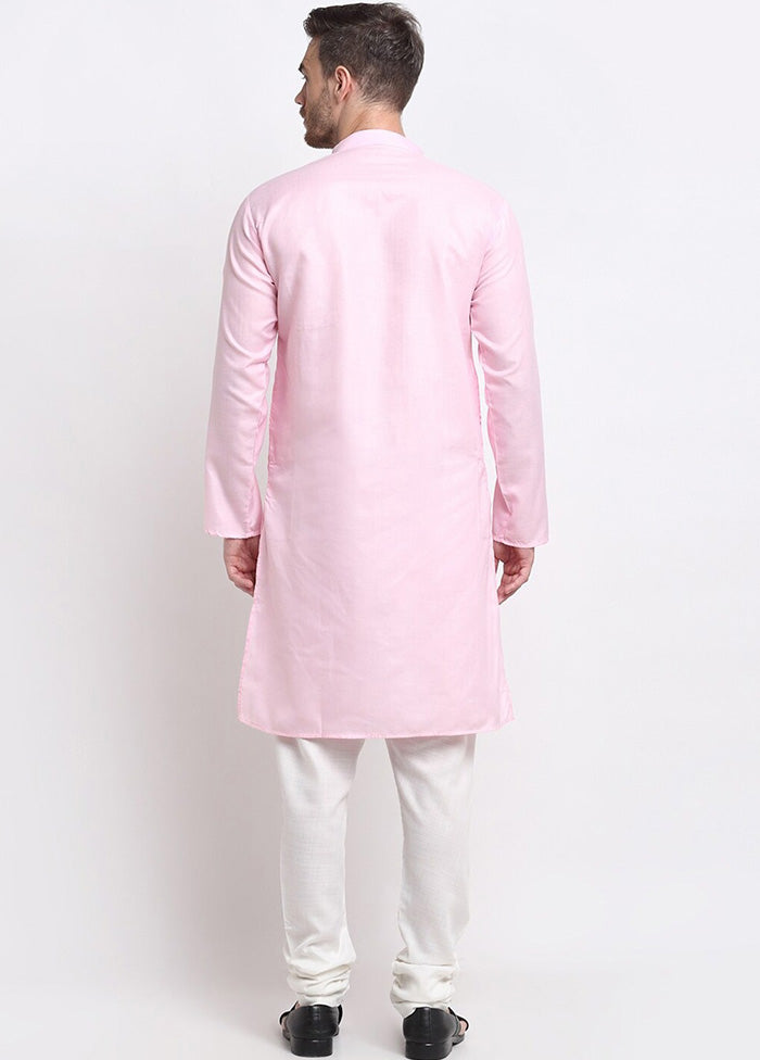 Light Pink Cotton Kurta And Pajama Set