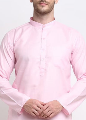 Light Pink Cotton Kurta And Pajama Set