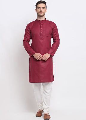 Magenta Cotton Kurta And Pajama Set