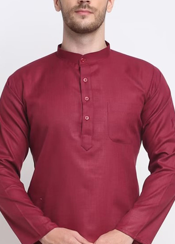 Magenta Cotton Kurta And Pajama Set