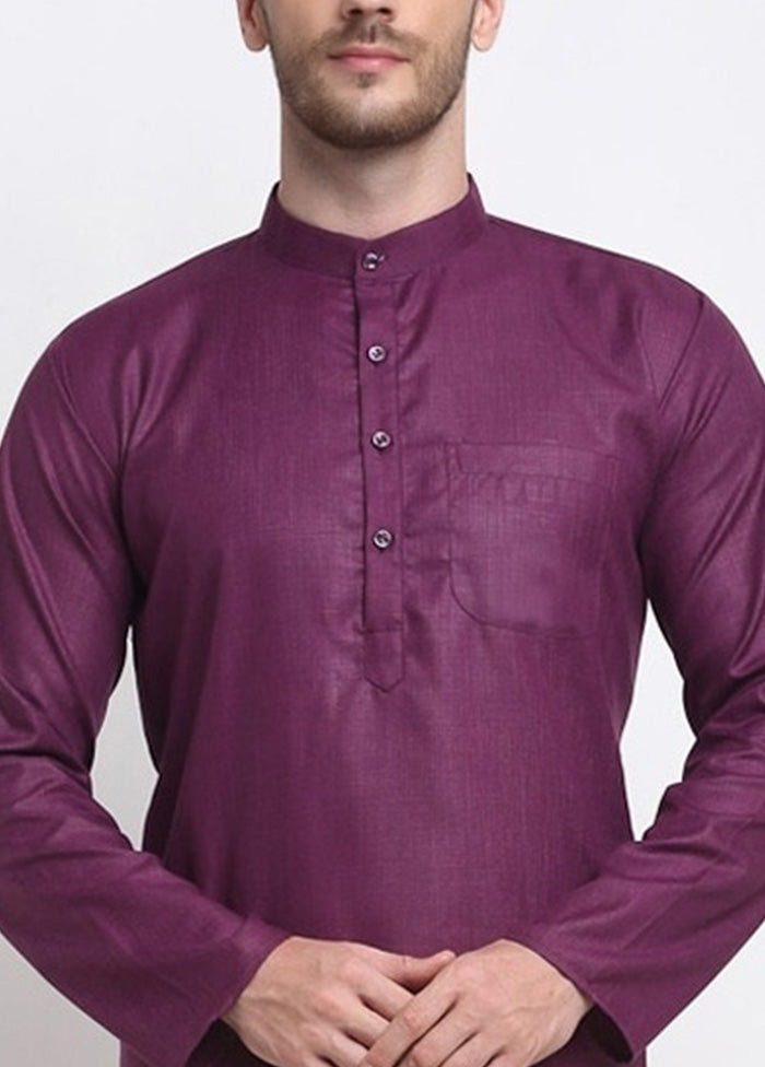 Purple Cotton Kurta And Pajama Set