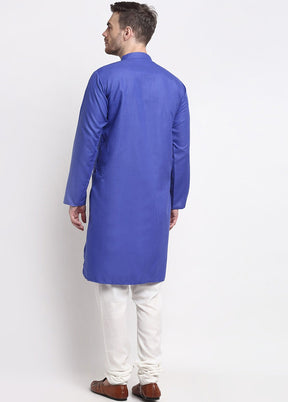 Royal Blue Cotton Kurta And Pajama Set