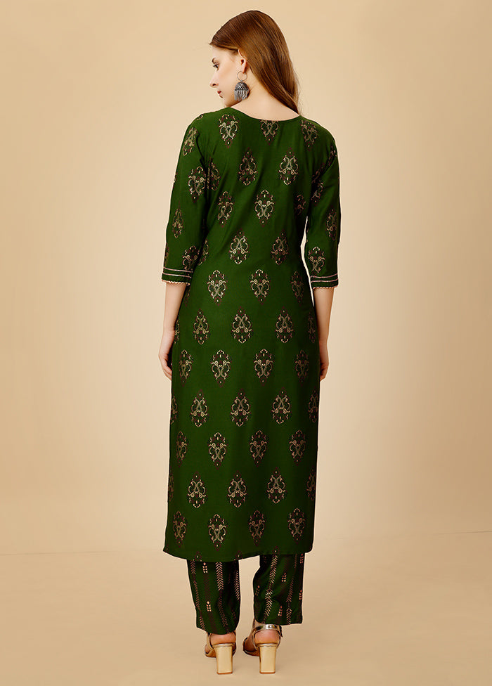 2 Pc Green Readymade Rayon Kurti Set