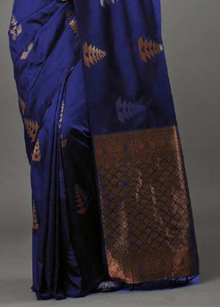 Royal Blue Banarasi Silk Saree With Blouse Piece