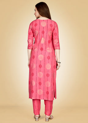 2 Pc Pink Readymade Rayon Kurti Set