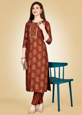 2 Pc Rust Readymade Rayon Kurti Set