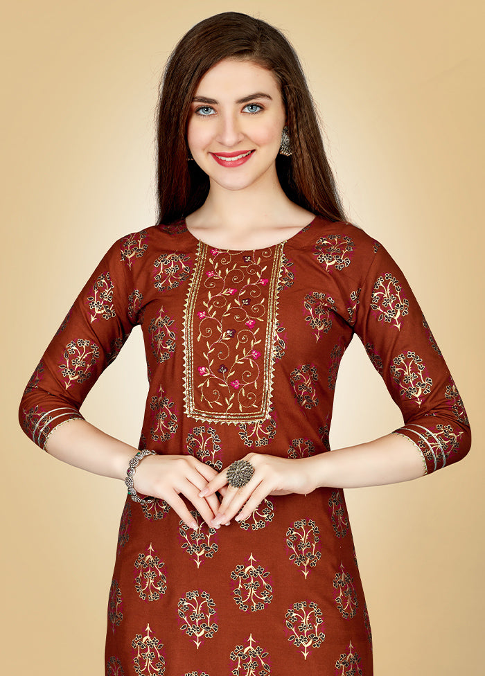 2 Pc Rust Readymade Rayon Kurti Set