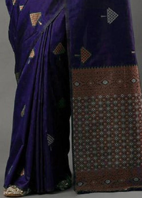 Purple Banarasi Silk Saree With Blouse Piece