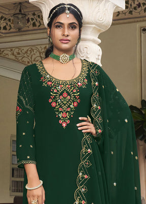 3 Pc Green Semi Stitched Georgette Suit Set