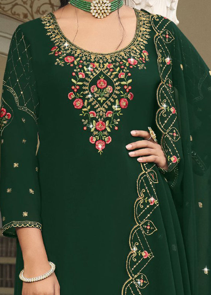 3 Pc Green Semi Stitched Georgette Suit Set