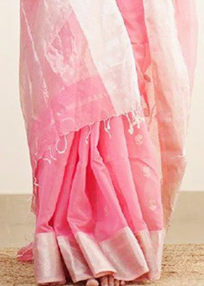 Pink Cotton Saree With Blouse Piece