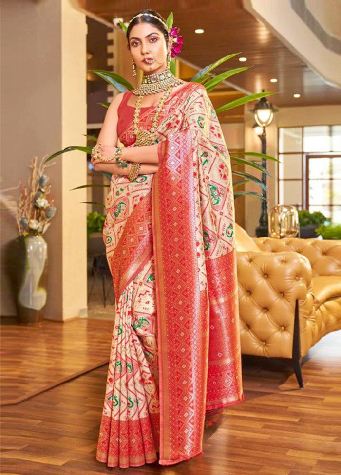 Multicolor Banarasi Silk Saree With Blouse Piece