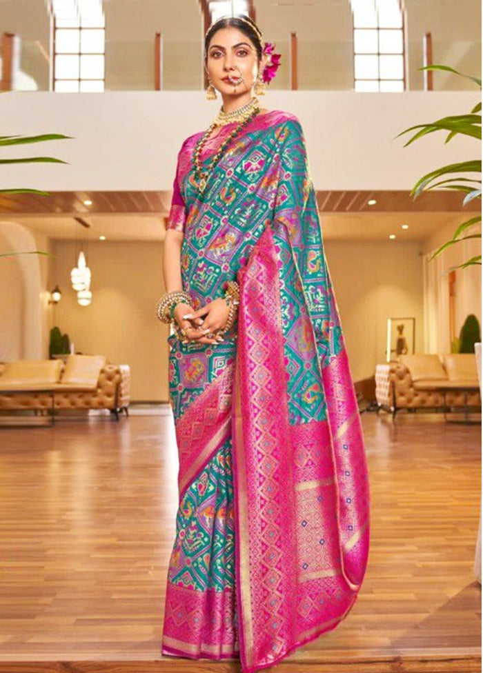 Rama Banarasi Silk Saree With Blouse Piece