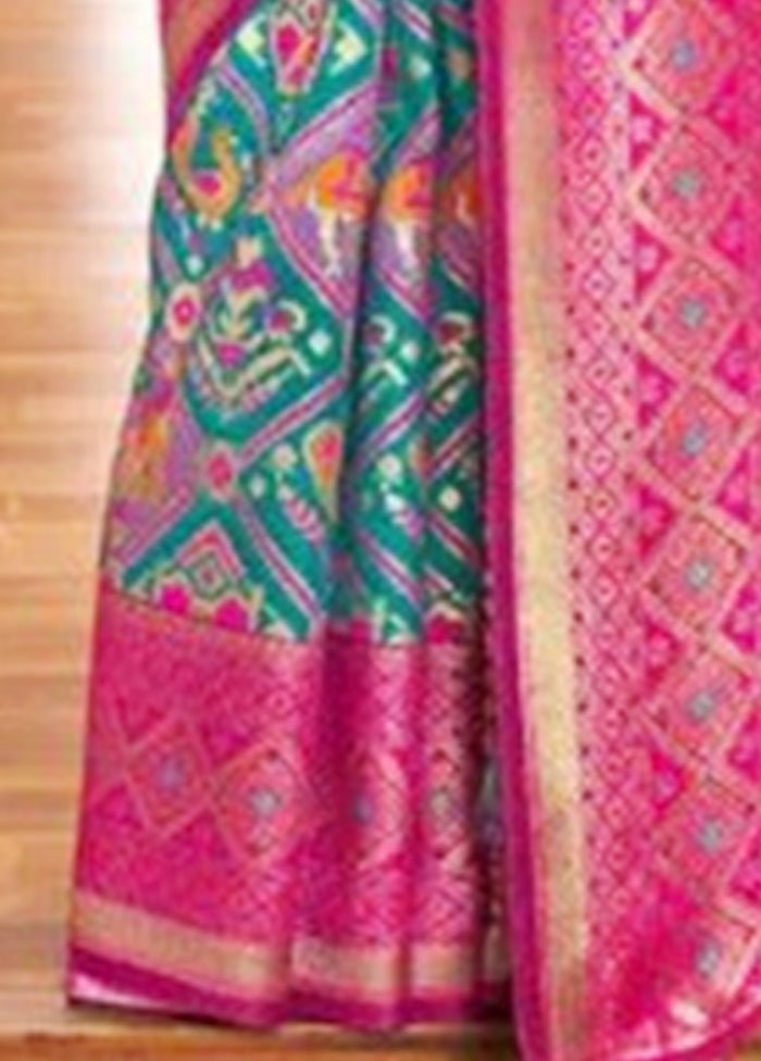 Rama Banarasi Silk Saree With Blouse Piece