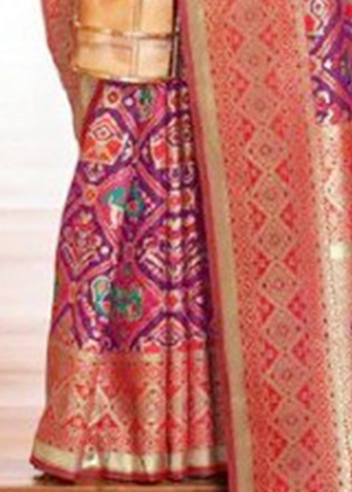 Multicolor Banarasi Silk Saree With Blouse Piece