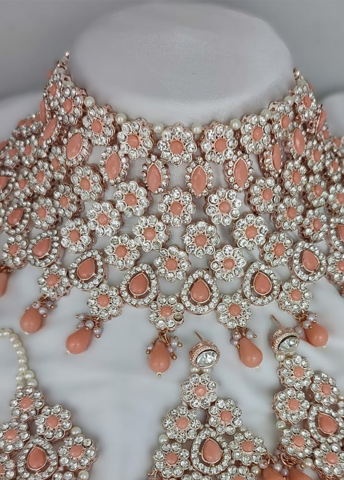 Peach Alloy Jewellery Set