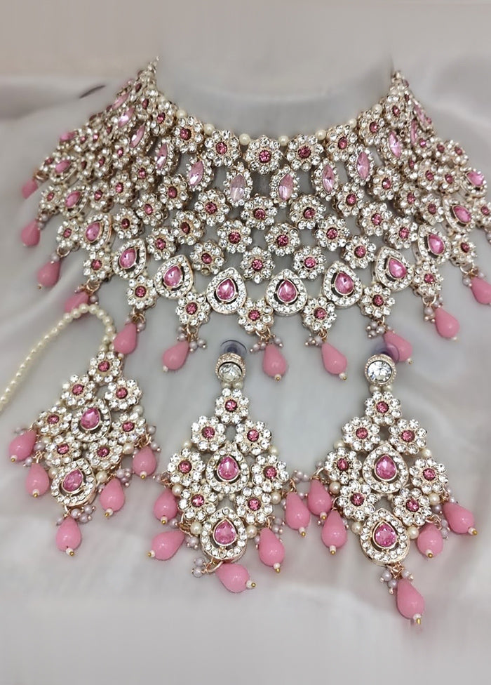 Pink Alloy Jewellery Set