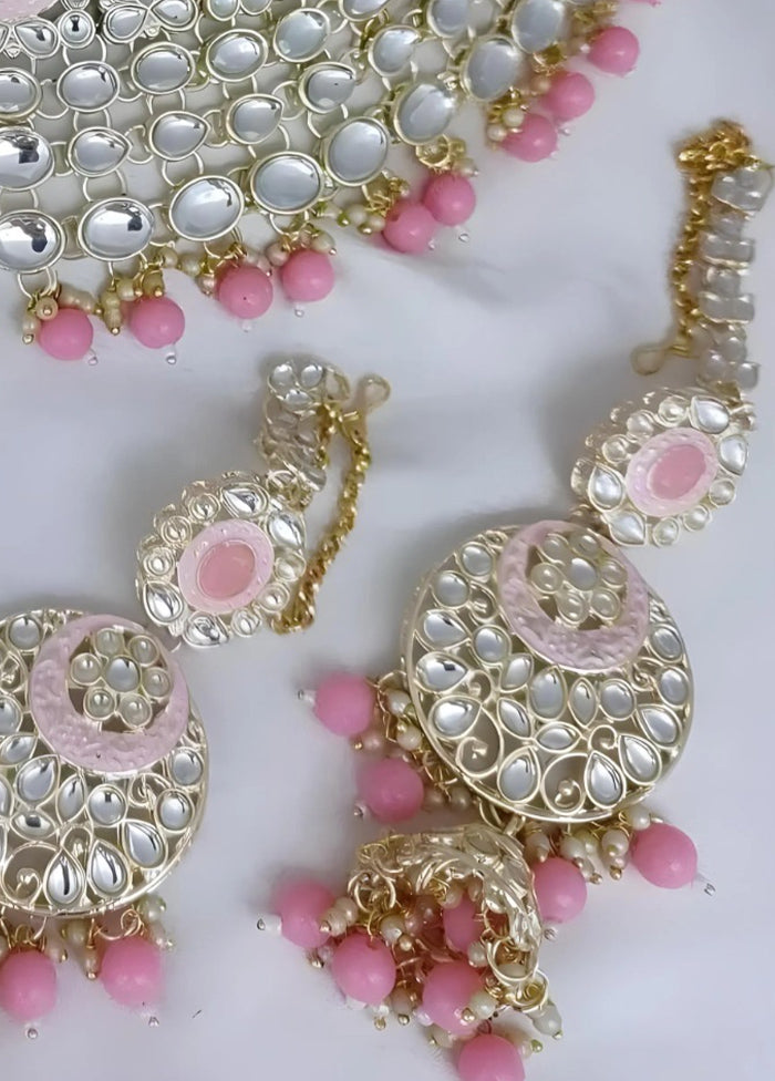 Pink Alloy Jewellery Set