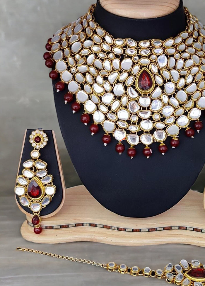 Maroon Alloy Jewellery Set