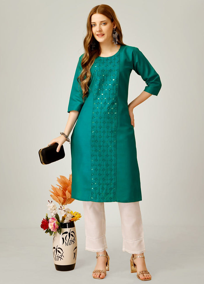 2 Pc Light Green Readymade Cotton Kurti Set