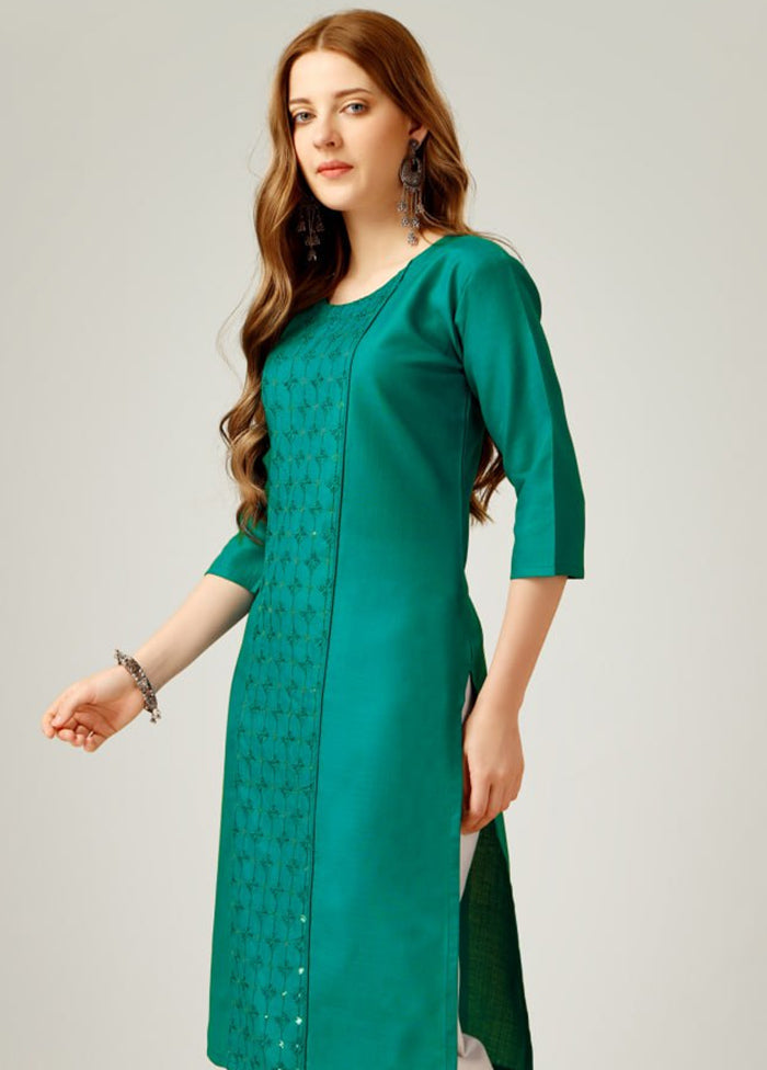 2 Pc Light Green Readymade Cotton Kurti Set