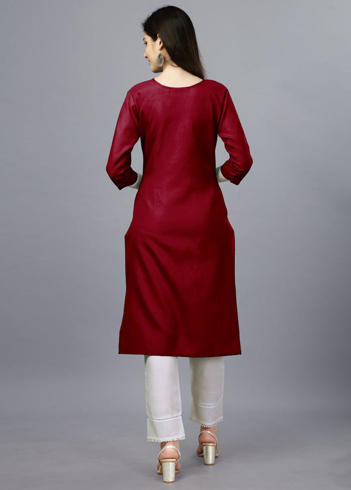 Maroon Readymade Cotton Kurti