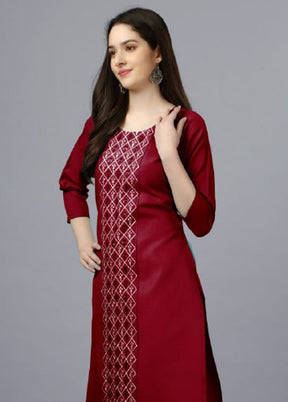 Maroon Readymade Cotton Kurti