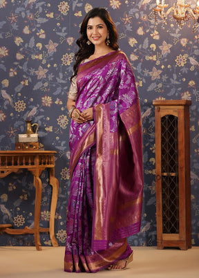 Purple Dupion Silk Saree With Blouse Piece - Indian Silk House Agencies