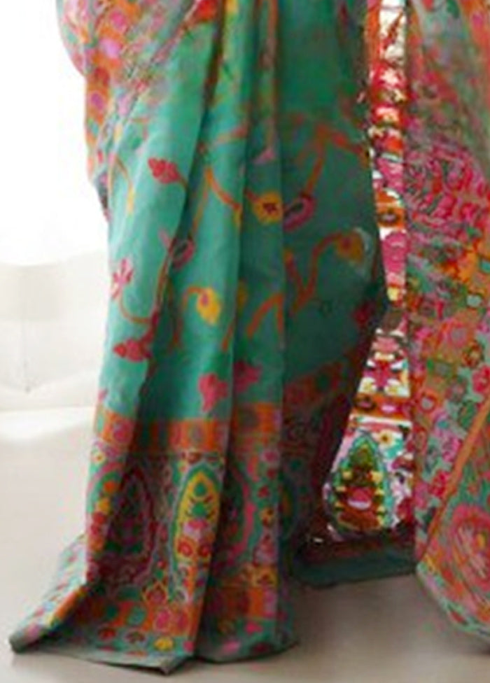 Multicolor Banarasi Silk Saree With Blouse Piece