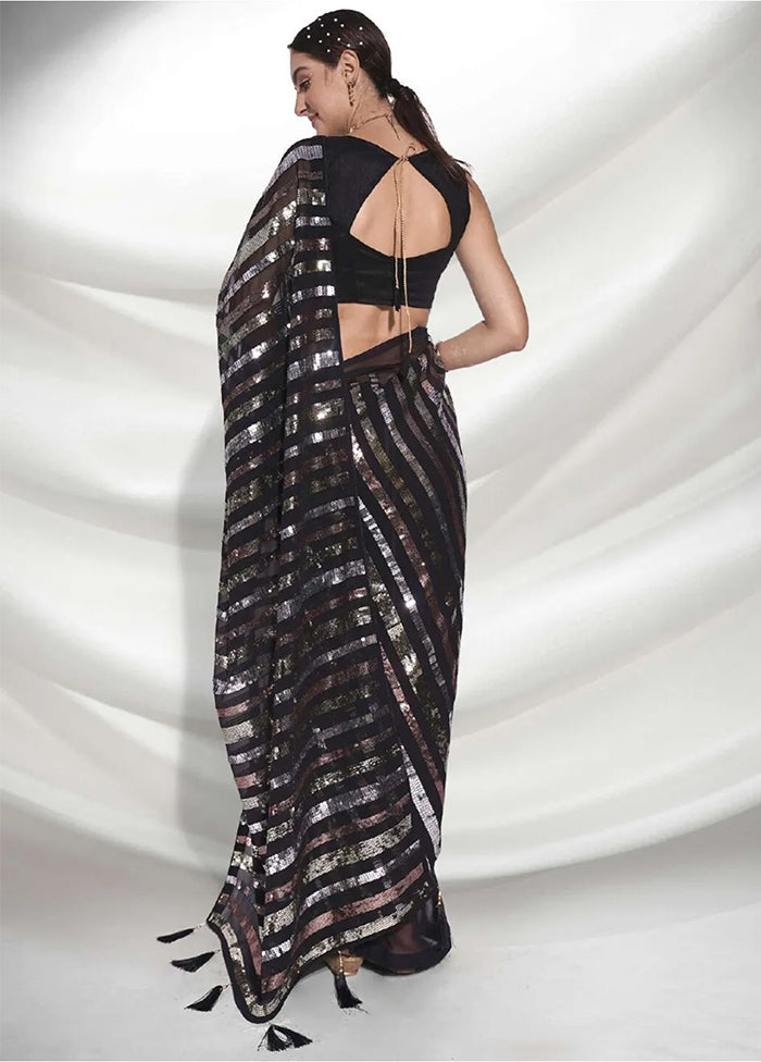 Black Georgette Saree With Blouse Piece - Indian Silk House Agencies