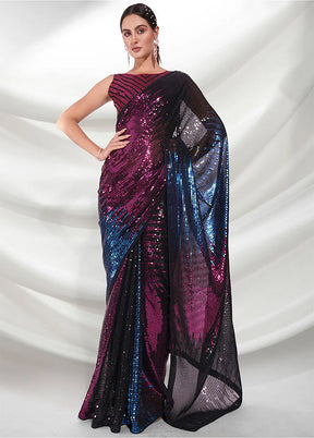 Multicolor Georgette Saree With Blouse Piece - Indian Silk House Agencies