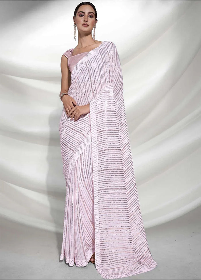 Pink Georgette Saree With Blouse Piece - Indian Silk House Agencies