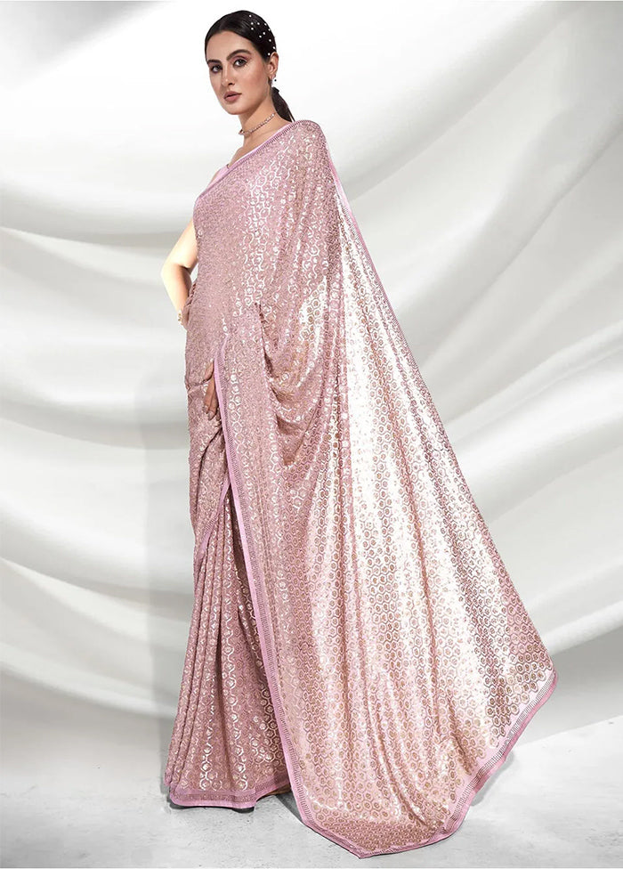 Pink Georgette Saree With Blouse Piece - Indian Silk House Agencies