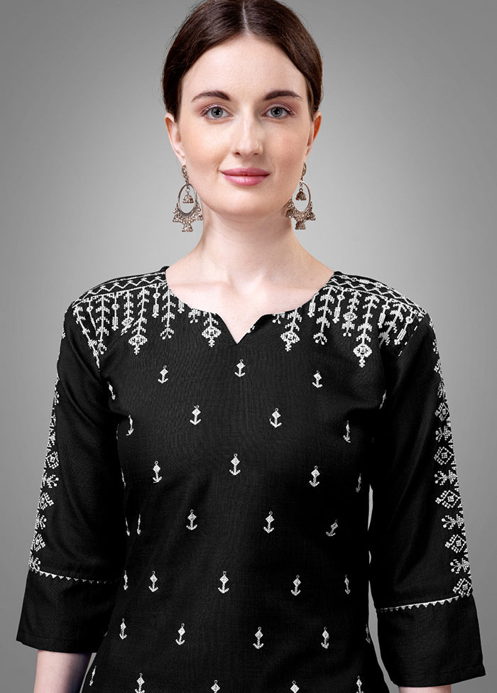 3 Pc Black Readymade Cotton Suit Set