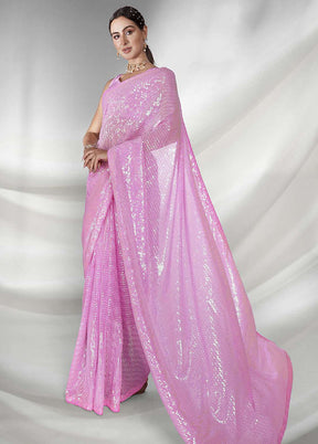 Pink Georgette Saree With Blouse Piece - Indian Silk House Agencies