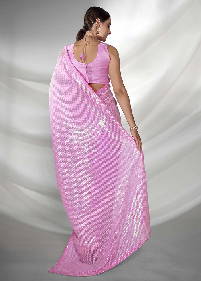 Pink Georgette Saree With Blouse Piece - Indian Silk House Agencies