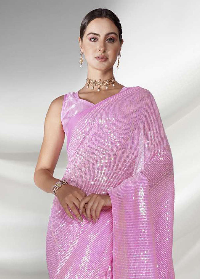 Pink Georgette Saree With Blouse Piece - Indian Silk House Agencies