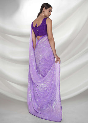 Lavender Georgette Saree With Blouse Piece - Indian Silk House Agencies