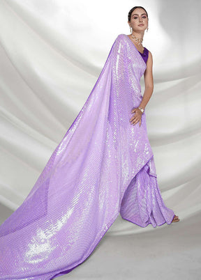 Lavender Georgette Saree With Blouse Piece - Indian Silk House Agencies