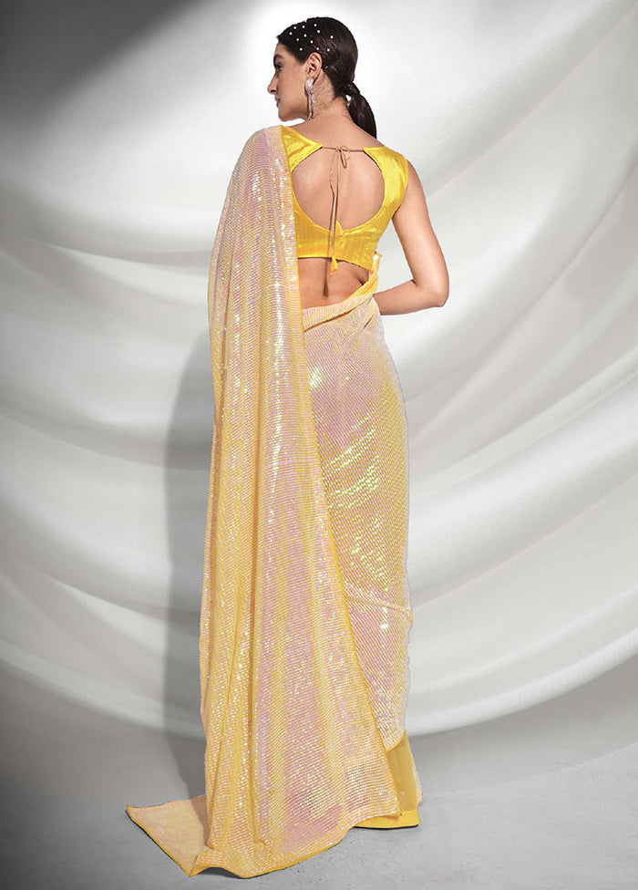 Yellow Georgette Saree With Blouse Piece - Indian Silk House Agencies